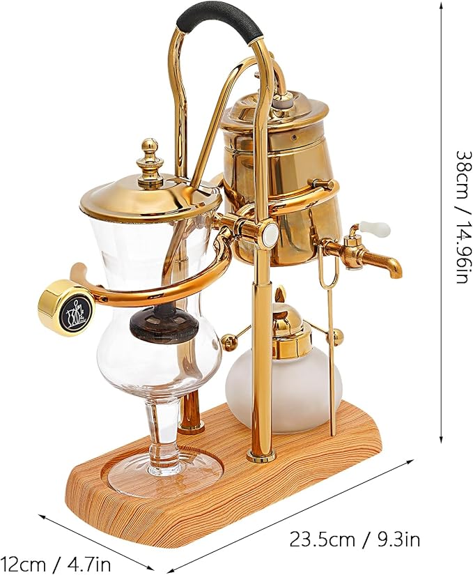 Belgian/Belgium Royal Family Balance Syphon Coffee Maker Siphon Coffee Brewer Unique Gravity Vintage Coffee Maker Elegant Retro Coffee Makers Vacuum Brewing System (400ml/13.53oz)