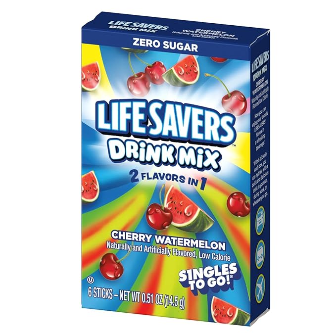 Lifesavers Singles to Go Variety Pack of 3 - One of Each Flavor - Cherry Watermelon, Pineapple Punch, and Raspberry Lemonade - Powdered Drink Mix