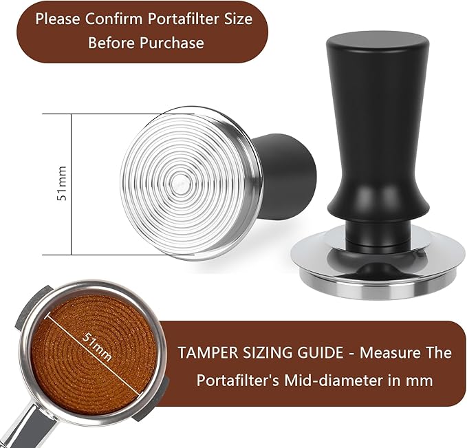 51mm Espresso Tamper Kit - Spring-loaded Coffee Tamper, Adjustable Depth Espresso Distributor Leveler, Magnetic Dosing Funnel Aluminum Metal, Reusable Puck Screen, Fit Delonghi 51mm Portafilters