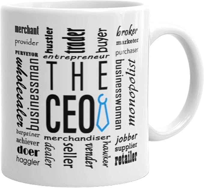 THE CEO Stylish Coffee Mug for Coffee Lovers - Premium Boss Mug with Gloss Finish - Premium Ceramic, Microwave Safe, 11oz Gift Mugs Special Edition (White)