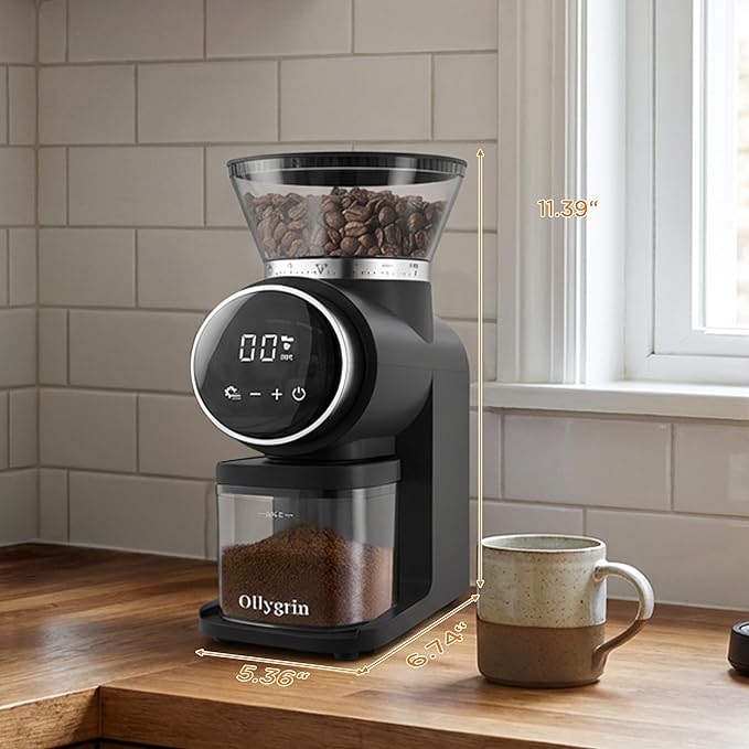 Burr Coffee Grinder Electric, Conical Coffee Grinder with Adjustable Grinding, Touchscreen Burr Mill Grinder for Home, Up to 12 Cups, Upgraded for Espresso, Drip & French Press