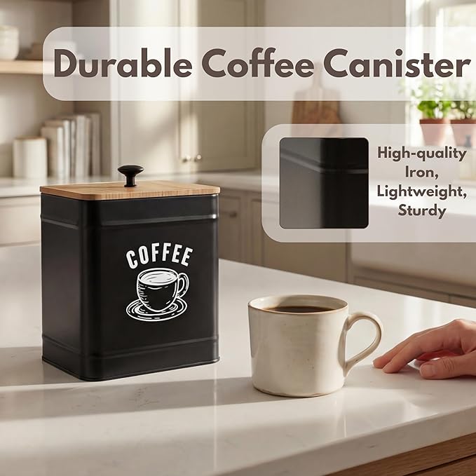 PERFNIQUE Coffee Canister, Airtight Coffee Bean Storage Container, Café Grounds Container, Cafe Jar Cafe Holder, K Cup Holder, Food Storage Container, Farmhouse Kitchen Decor