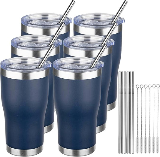 MEZMUT 20oz Coffee Tumbler with Lid and Straw Double Wall Vacuum Insulated Cup Stainless Steel Travel Mugs Insulated for Hot and Cold Leakproof Powder Coated Tumbler for Indoor and Outdoor