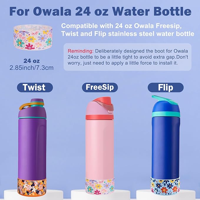 HEYSKAY 2PCS Silicone Boot for Owala Flask Water Bottle Anti-Slip Protective Sleeve for Owala Twist,FreeSip and Flip Stainless Steel Water Bottle BPA-Free Boot Bottom Base
