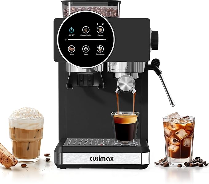 CUSIMAX Espresso Machine with Grinder, 20 Bar Professional Expresso Coffee Machines with Milk Frother Steam Wand, Espresso Maker with 60oz Removable Water Tank, Cappuccino & Latte Machine for Home