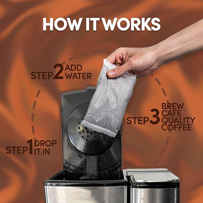 Ground Flavored Coffee In Filter Packs | Medium Roast Low Acid Mold Free Pouches | Sampler Packets | Salted Caramel Gourmet Powder Bags for 10-12 Cup Drip Maker | Highest Rated Individual Premeasured Coffee