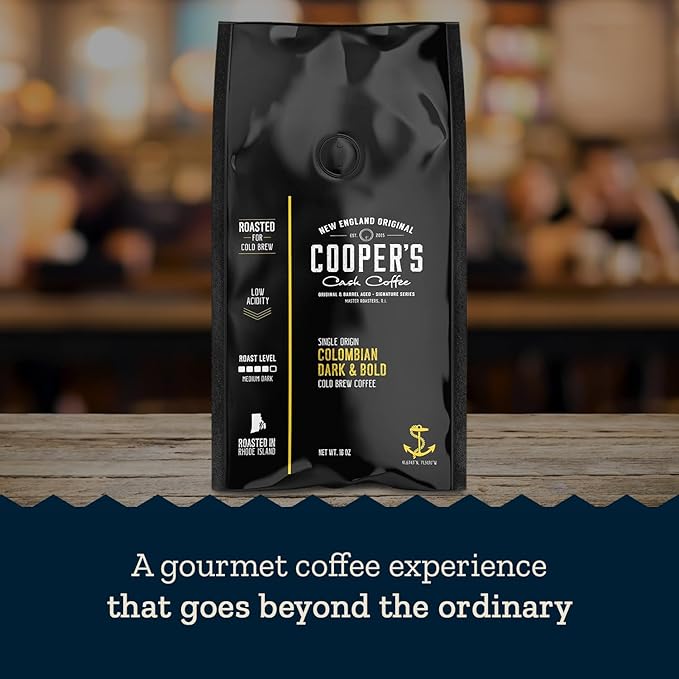 Colombian Dark Roast, Single Origin, Gourmet Organic Cold Brew Coffee Beans, Smooth Taste of Cocoa with Light Fruited Flavors, Cold Brew Coffee Grounds, 5 lb Coffee Bag