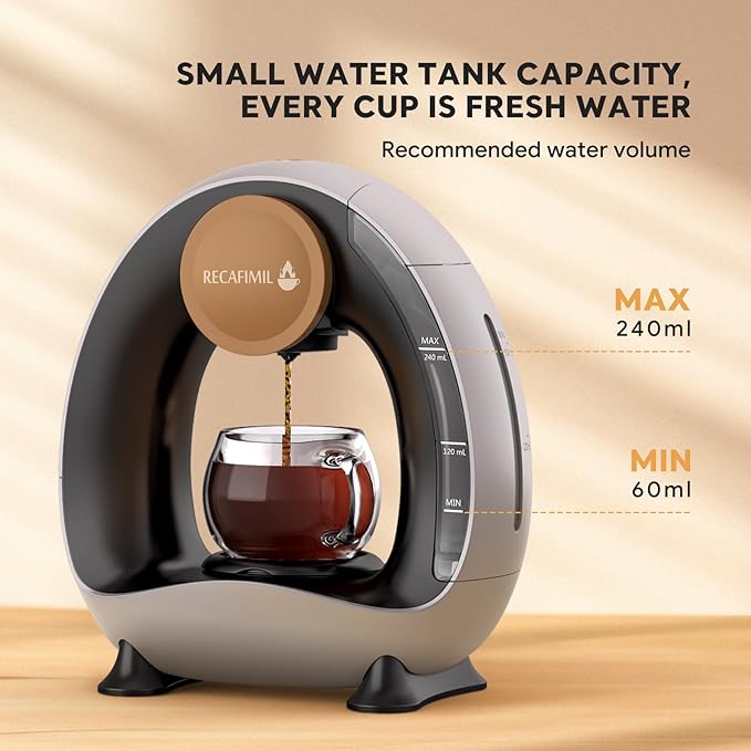 MINI Q 2-in-1 Single Serve Coffee Maker - Brew K-Cups or Ground Coffee (4-8 oz) - Compact Americano Coffee Brewer with Reusable Filter (Grey)