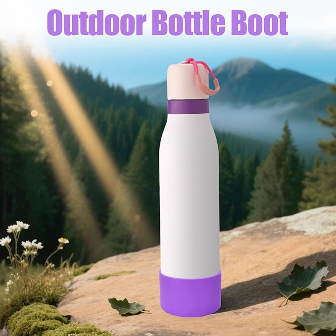 Mity rain 2PCS Silicone Boot for Owala FreeSip Twist Water Bottle, Anti-Slip, Noise-Reducing,Prevents Scratches(24oz Deep Purple)