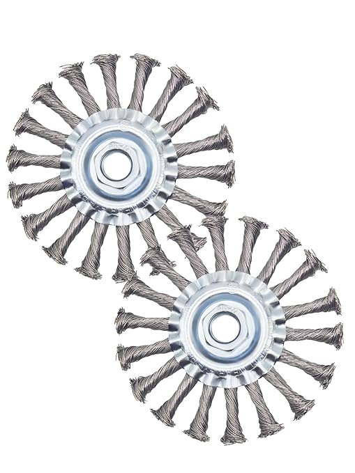 OSFTBVT Knotted Wire Wheel Brush 4.5in 5/8-11 Threads Arbor for 4-1/2" Angle Grinder - 2pcs