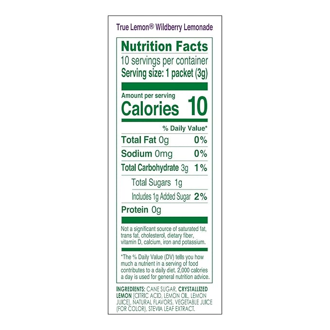 True Citrus True Lemon Wildberry Lemonade Water Enhancer Drink Mix - Low Calorie Water Flavoring - Powdered Drink Mixes & Flavorings - 10 Count (Pack of 12)