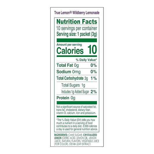 True Citrus True Lemon Wildberry Lemonade Water Enhancer Drink Mix - Low Calorie Water Flavoring - Powdered Drink Mixes & Flavorings - 10 Count (Pack of 12)
