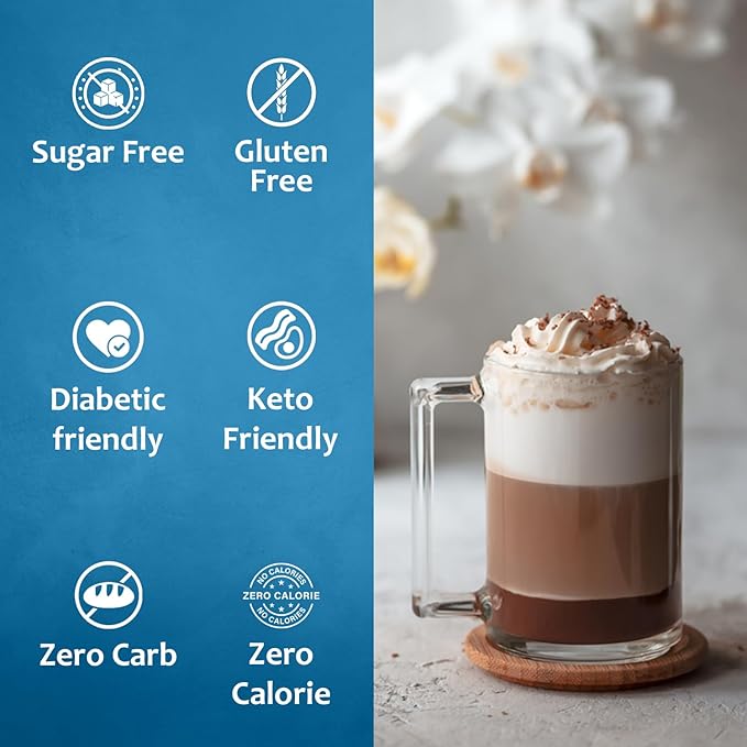 Syruvia Sugar Free Coffee Syrup, Vanilla Flavored Syrup for Drinks, Lattes, and Desserts – 25.4 fl oz, With Pump