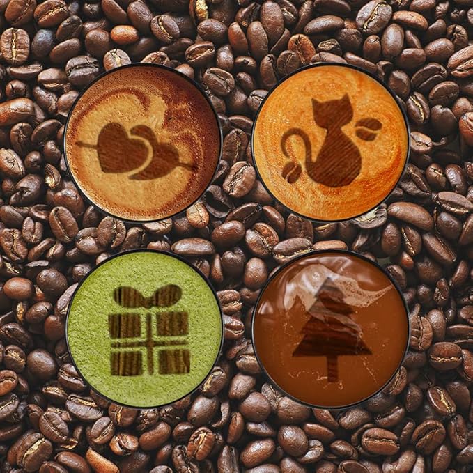 45 Coffee Stencils+2 Mesh Powder Shakers, Cake Baking Templates Coffee Decoration Stencils Coffee Art Template Coffee Mold Tool for Christmas Thanksgiving Cake Coffee Cappuccino