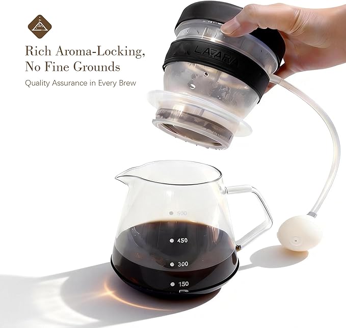 Air Pressure Coffee Maker, Manual Espresso Brewer No Electricity, Portable Handheld Coffee Maker for Home, Office & Travel, 0.3L Glass Pot