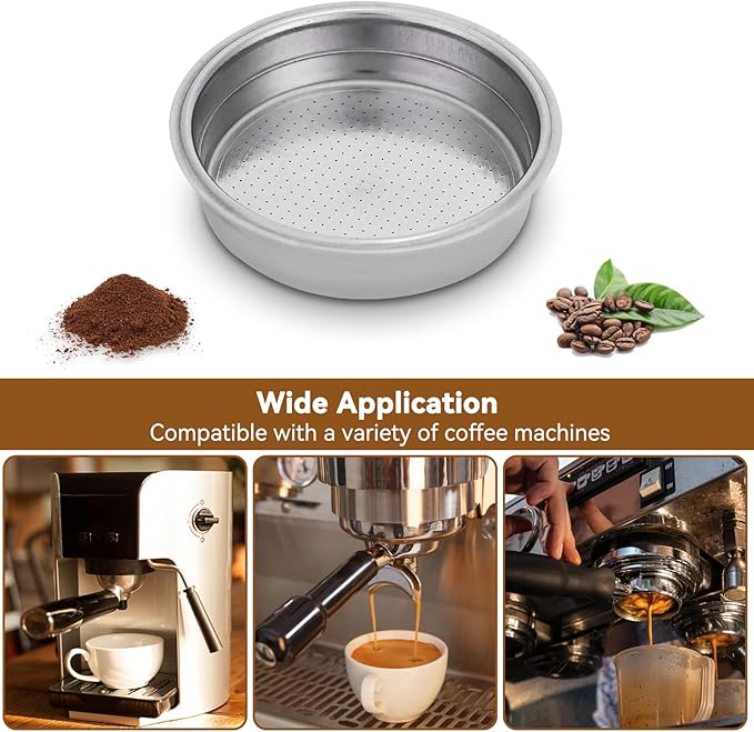 51mm Portafilter Filter Basket, 1-Cup Reusable Stainless Steel Coffee Filters Espresso Filter Basket Espresso Machine Accessories for Portafilter Coffee Machine
