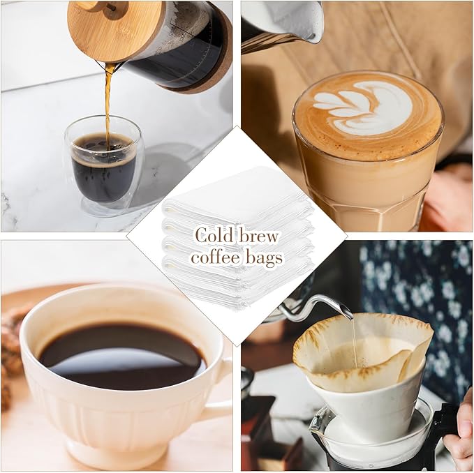 50 Pcs Cold Brew Coffee Filters, 17.72 x 19.69 inch Cold-Brew Bags For Commercial Model Cold Brew Coffee Makers and 5-Gallon Commercial Systems,with Drawstring