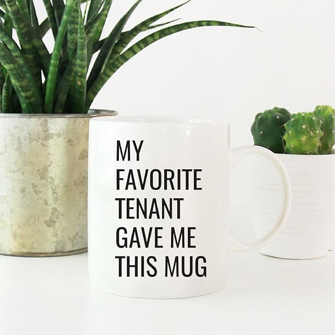 Andaz Press 11oz. Funny Coffee Mug Gag Gift, My Favorite Tenant Gave Me This Mug, 1-Pack, Landlord Birthday Christmas Sarcastic Humor Landlord Mug Gift For Landlord Gifts Best Landlord Gifts