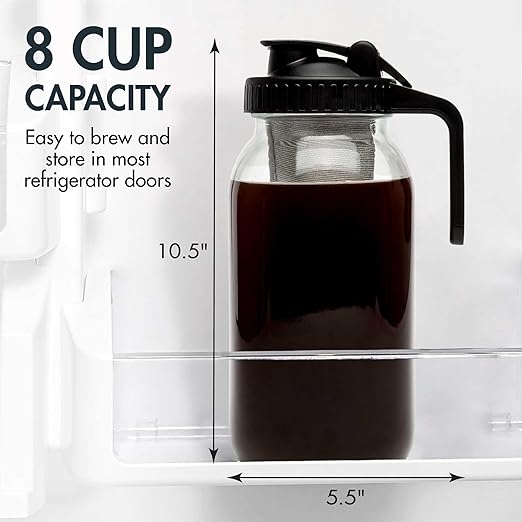 Primula Mason Jar Cold Brew Coffee Maker – 2-Quart Glass Pitcher with Stainless Filter