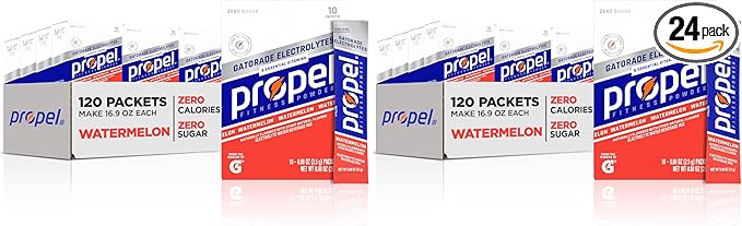 Propel Electrolyte Enhanced Water Drink Mix Powder Packets,Watermelon,Zero Calorie & Zero Sugar Hydration with Electrolytes and Vitamins C & E,(Pack of 2)