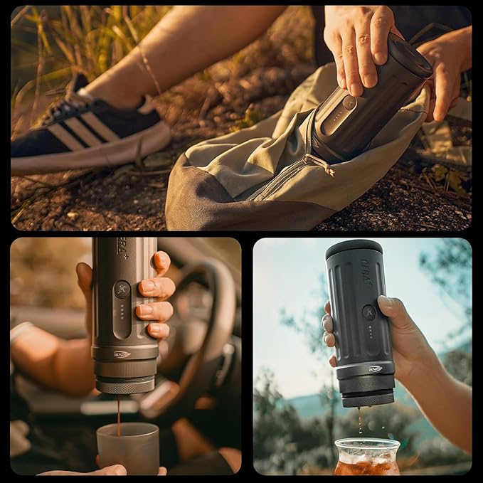 IKAPE Portable Coffee Maker, Electric Espresso Machine, Bl uetooth APP Connect & 58mm Bottomless Basket, Electric Coffee Maker 20 Bar Pressure, for Home, Travel, Camping