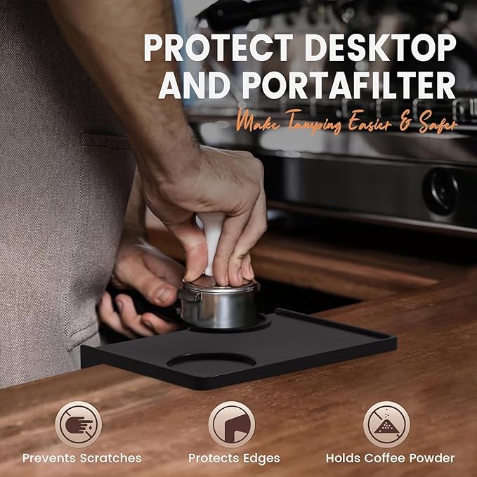 Espresso Tamping Mat Silicone – Non-Slip Coffee Tamper Mat for Espresso Machine & Countertop | Barista Tamping Station Pad, Protective Espresso Mat for Home & Café