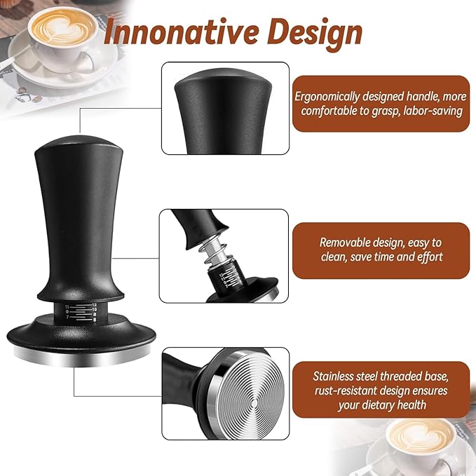 Espresso Tamper Calibrated Spring Loaded Coffee Tamper with Silicone Mat,Stainless Steel Base Espresso Tools - Tamper for Espresso Machine,Espresso Accessories (58mm Set)