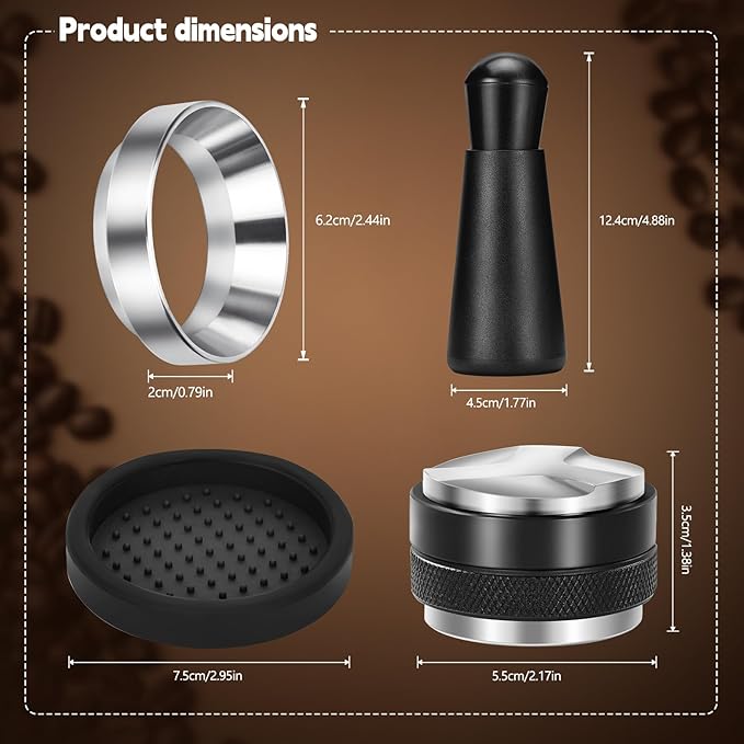 51mm Espresso Accessories Kit, Dual Head Coffee Leveler, WDT Tool and Dosing Funnel Set For Delonghi 51 mm Espresso Machines & Portafilters