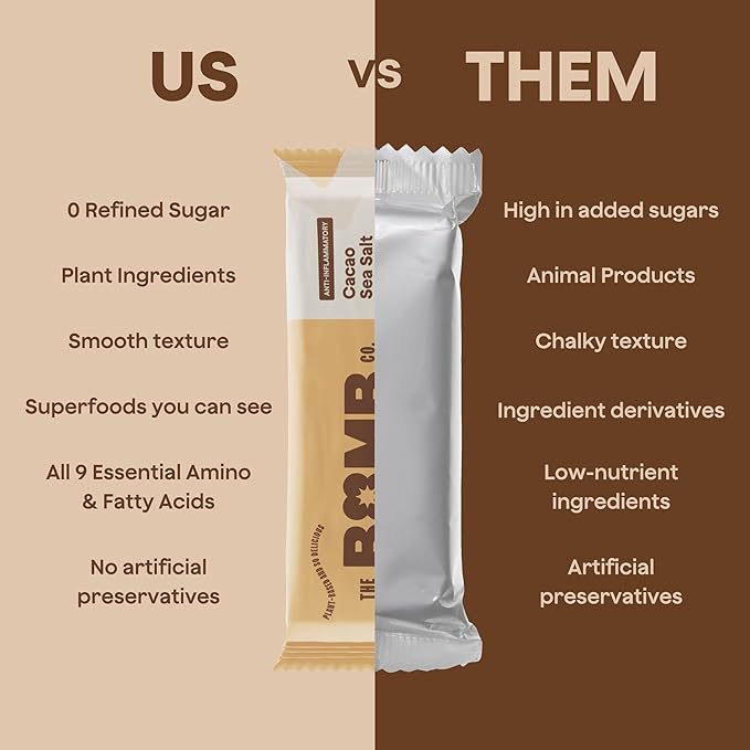 The Bomb Co. Blender Bomb Bar, Cacao Sea Salt, Superfood Snack Bar, Antioxidant Supplement, Almond Butter, Hemp Seeds, Chia Seeds, Flax Seeds, Vegan Chocolate Chips, Cacao Powder, Sea Salt, 9 Bars