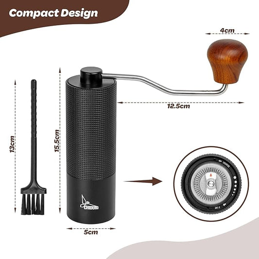 Chidori Manual Coffee Grinder - CNC Stainless Steel Burr, Adjustable, Portable for Espresso, Pour Over & French Press