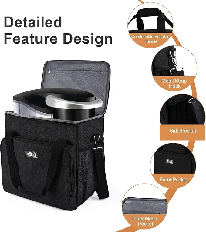 BAGLHER Coffee Maker Travel Bag Compatible with Keurig K-Slim, Keurig K-Supreme or Other Accessories, Portable Coffee Maker Case with Shoulder Strap for Travel, Black