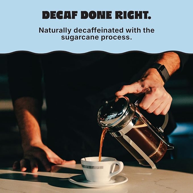 Control Freak Decaf Coffee Just Vibes, 0% Caffeine Ground Coffee (12 Oz) – Fresh Sugarcane Processed Coffee Beans, Chemical-Free Decaffeination, Calm Energy, Full Flavor, No Buzz