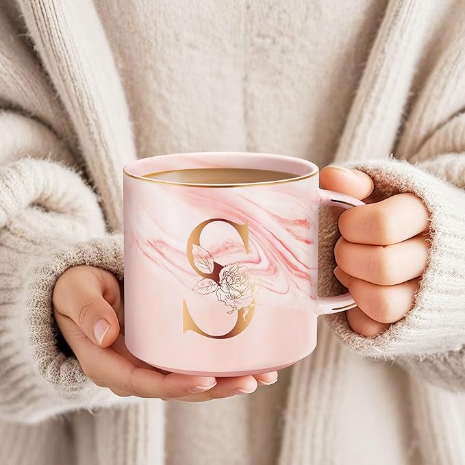 Valentines Day Gifts for Her, Anniversary Birthday Galentines Gifts for Women Mom Grandma Friend Sister Wife Teacher Coworker, Personalized Initial Customized Gift Monogrammed A-Z Coffee Mug 12 OZ(S)