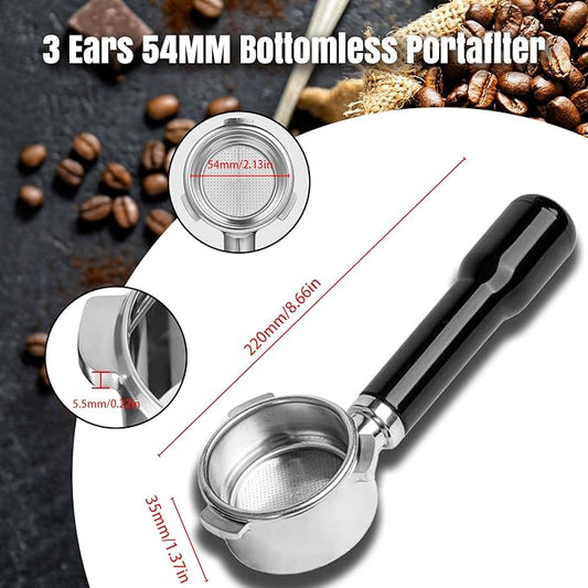 54mm Bottomless Portafilter for Breville Barista Express 18g Filter Basket Fit Breville 54mm Espresso Machines (BES870XL 880BSS 878BSS 840XL 500BSS 450BSS Duo Temp Pro) Black Portafilter