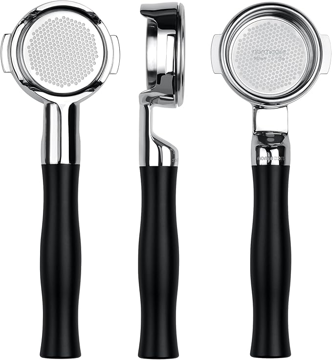 Normcore 58 mm Silm Naked Bottomless Portafilter Fits E61 Group Head, ECM, Rocket, Sanremo, Synesso, Slayer, VBM, Black Anodized Aluminum Handle and 18g Basket