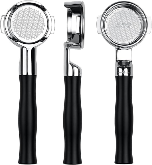 Normcore 58 mm Silm Naked Bottomless Portafilter Fits E61 Group Head, ECM, Rocket, Sanremo, Synesso, Slayer, VBM, Black Anodized Aluminum Handle and 18g Basket