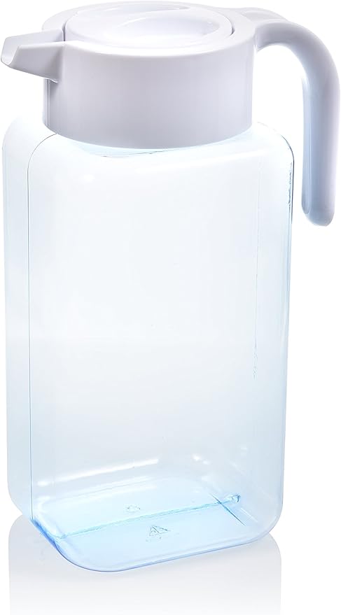 Arrow Home Products 1 Gallon Plastic Pitcher with Lid - Clear Plastic Pitcher for Refrigerator, Fill with Cold Drinks - BPA Free, Space-Saving Rectangular Design - Fill with Lemonade, Milk, Juice