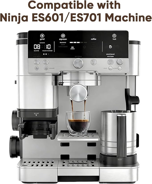 4 in 1 Silicone Coffee Maker Mat for Ninja Luxe ES601 & ES701: Top/Coffee Bar Mats + Espresso Tamper Base + Burr Anti-Jam Ring – Food-Grade Silicone, Water-, Slip-& Heat-Resistant Coffee Accessories