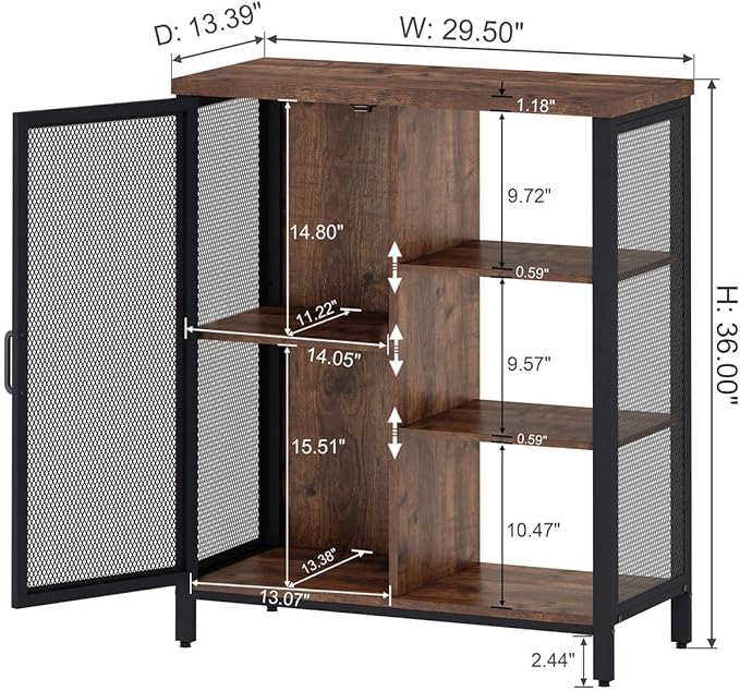 BON AUGURE Industrial Coffee Bar Cabinet for Home, Rustic Console Table Behind Couch, Wood and Metal Furniture Set for Living Room(Rustic)