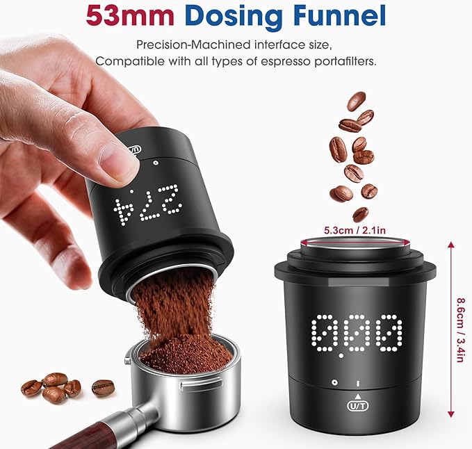 Mik-Nana Dosing Cup Scale with LED Display - Sleek Precision Digital Espresso Coffee Grounds Scale | Must-Have Home Barista Brewing Accessory & Ideal Gift for Coffee Lovers (Black)