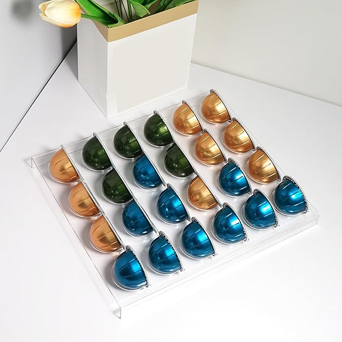 TOPINCN Coffee Capsule Storage Tray Acrylic Drawer Insert Organizer Holds 35 Pods with Clear Stylish Design for Kitchen Home Office Cafe Countertop