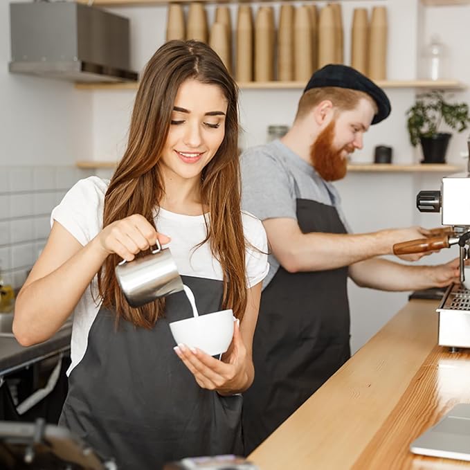 Nicunom 2 Pack Milk Frothing Pitcher, 12oz & 20oz Espresso Steaming Pitcher, Stainless Steel Milk Frother Steamer Cup, Perfect for Espresso Coffee Cappuccino Latte Art, Tick Mark Inside