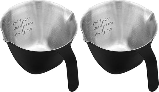 Normcore Espresso Measuring Cup, Espresso Shot Cups with Handle, Espresso Pouring Cup with Double Spout for Barista Tool Accessories, 1mm Thick, 304 Stainless Steel, Matte Black (Pack of 2)