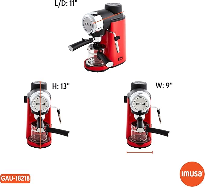 Imusa 4 Cup Epic Electric Espresso/Cappuccino Maker (Cafe Cubano, Cortadito, Colada, Cafe con Leche), Red