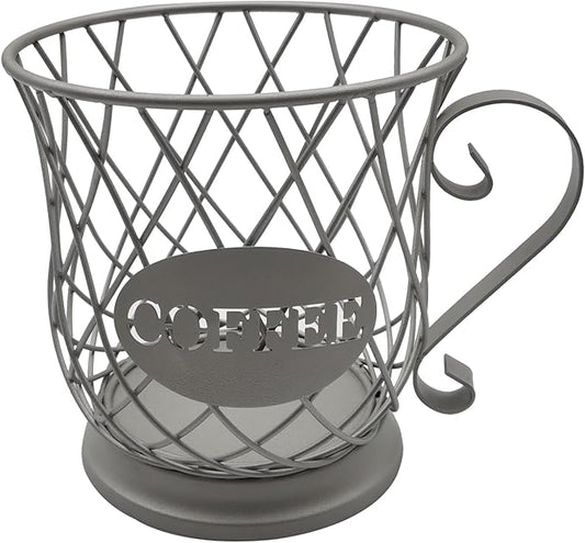 Coffee Pod Storage Basket, Capsule Holder for 35 K Cup Organizer, Bar Countertop Decor - Silver