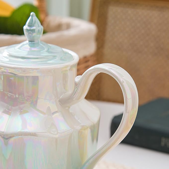 ceramic teapot,Porcelain Tea Pot 37 Oz Teapot with lid for Tea, Milk, Coffee, Flower tea (Green)