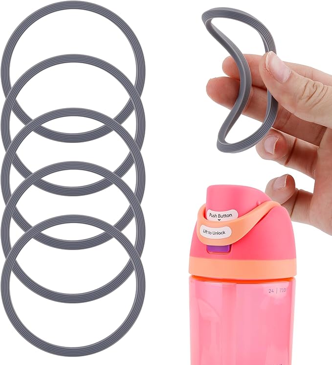 6 Pack Water Bottle Gasket Replacement for Owala FreeSip, Silicone Lid Seal O Ring Sealing Gaskets Replacement Parts Accessories Compatible with Owala Stainless Steel Cup (Grey)