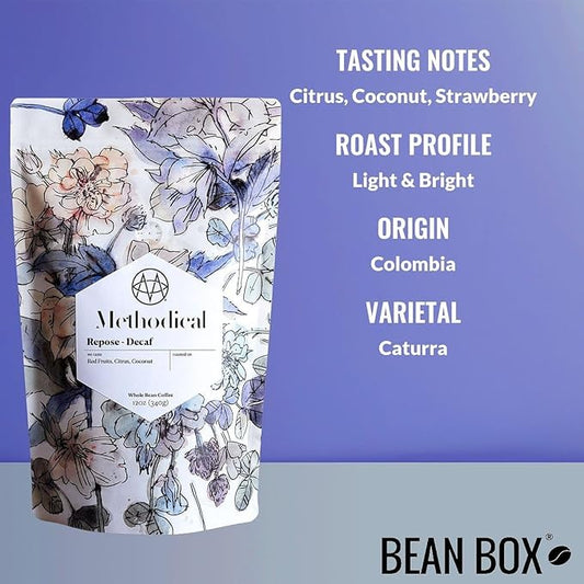 Repose Decaf - Roasted by Methodical Roasting - Whole Bean Coffee - 12 Ounce Bag