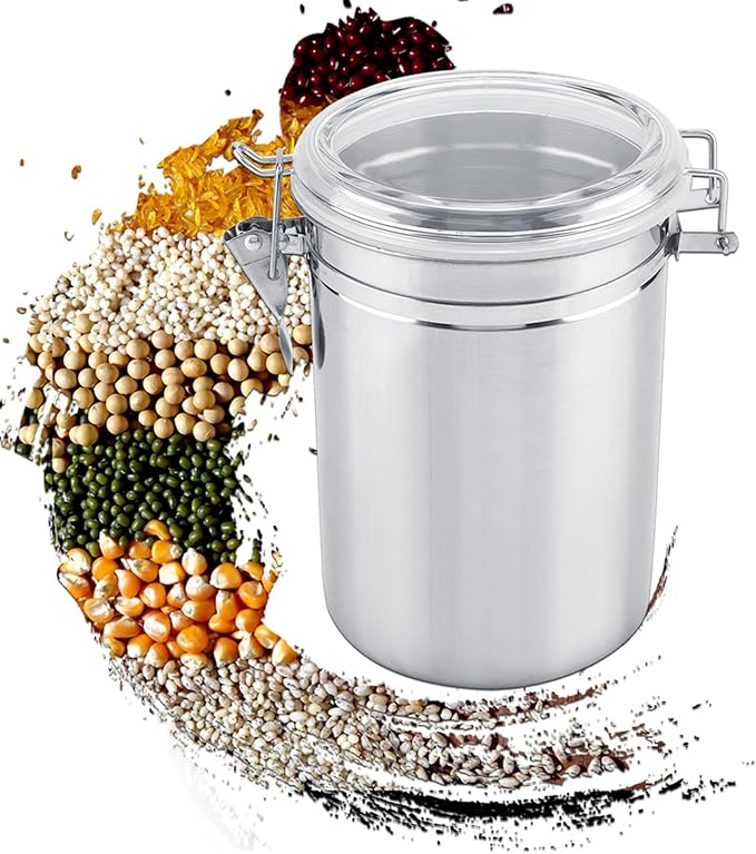 Cocoarm Stainless Steel Coffee Canister, Container Vacuum Sealed Storage Jar with Airtight Clamp Lid for Sugar Tea Bean (Extra Large 57L 13.1 X 14.4 X 18.5in)