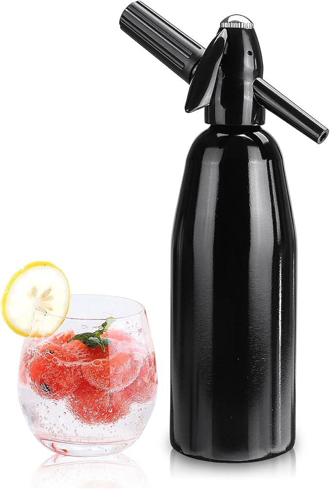 Soda Siphon 1L Premium Sparkling Water Maker - Aluminum Portable Seltzer Machine for Home, Bar, Cocktails, Coffee, Tea,Uses 8g C02 cartridges (Not Included)